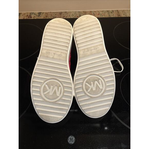 Michael Kors Emmett Nappa Puffy MK Logo Rubin Red Sneakers Shoes Flat Size 9 - Picture 9 of 9
